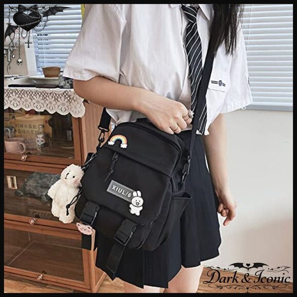 Mini Backpack with Cow Pendant, 10.5x9x5 Inch Nylon Daypack for School Travel main image 5